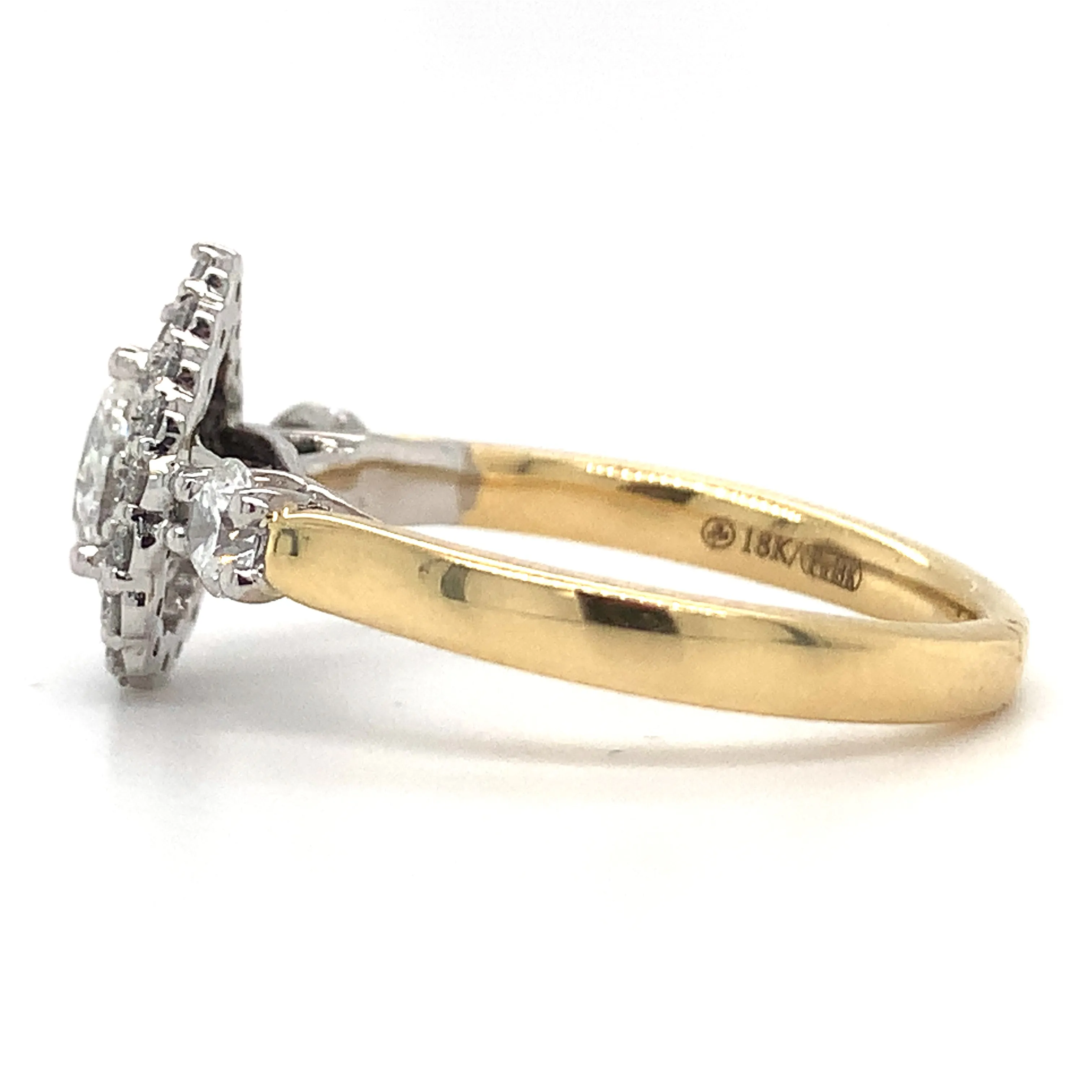 Raya - 18ct Yellow Gold 0.85ct Pear Cut Double Halo Earth Grown Diamond Engagement Ring with Side Stones