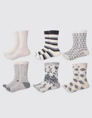 Rosette Crew Socks 6 Pack