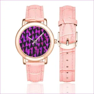 Royal Tri Women's Rose Gold-plated Leather Strap Watch