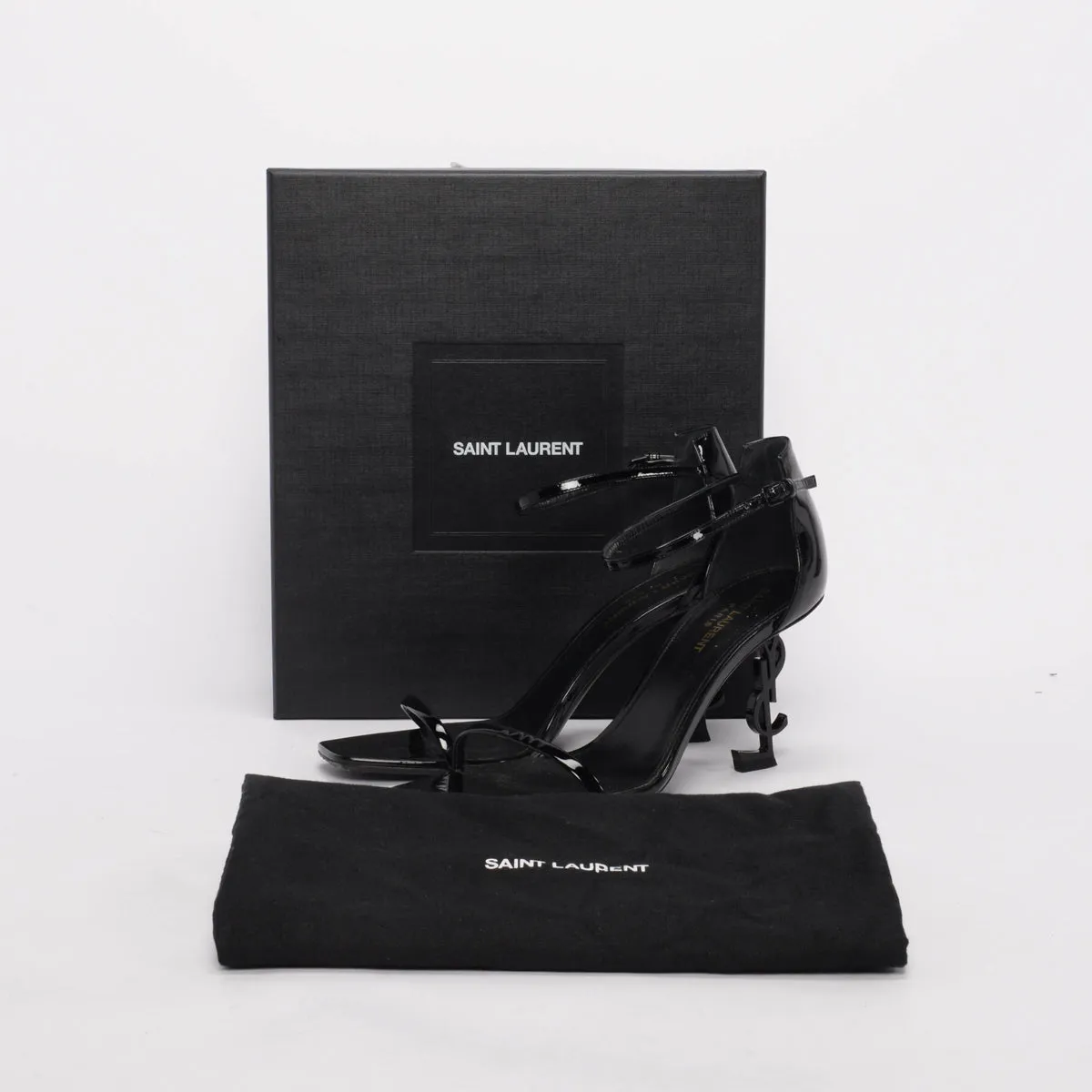 Saint Laurent Black Patent Opyum Sandals 40