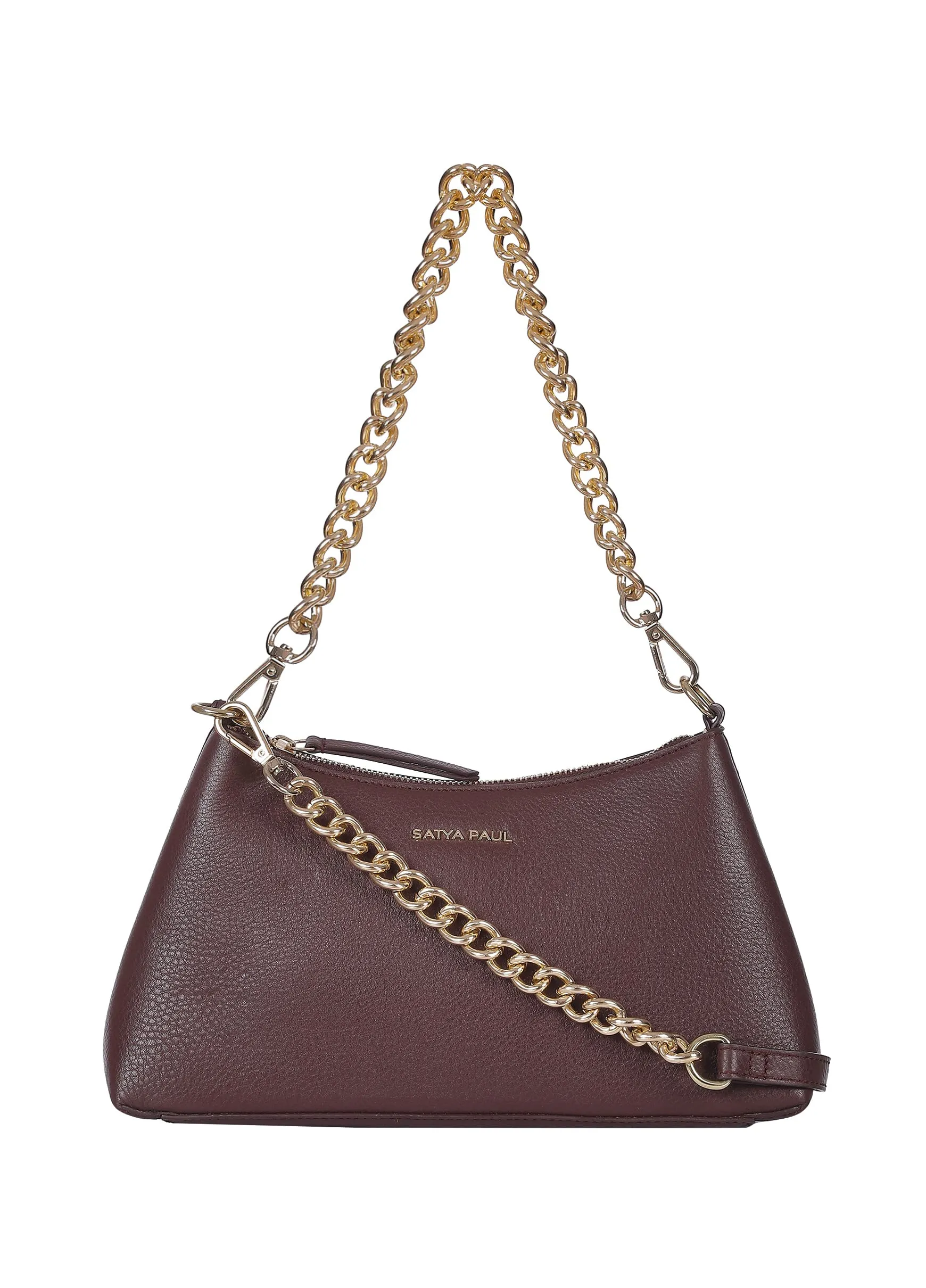 Satya Paul Wine Burgundy Leather Sling Hand Bag for Women