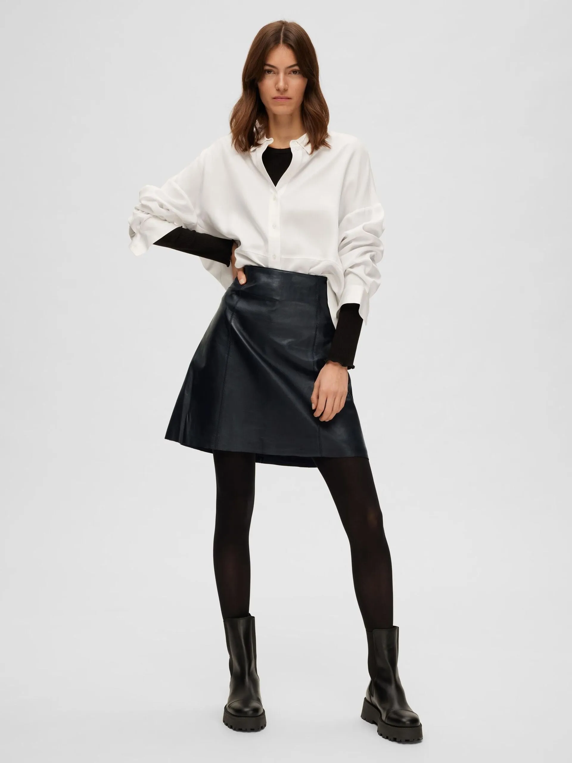 Selected Femme Ibi Leather Short Skirt