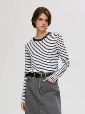 Selected Femme Striped Long Sleeve Tee Black/White