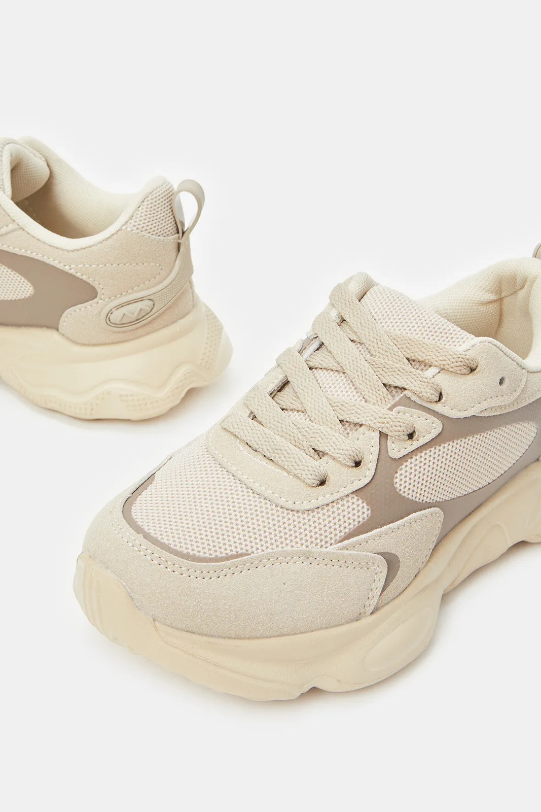 Senior Boys Taupe Material Block Trainer