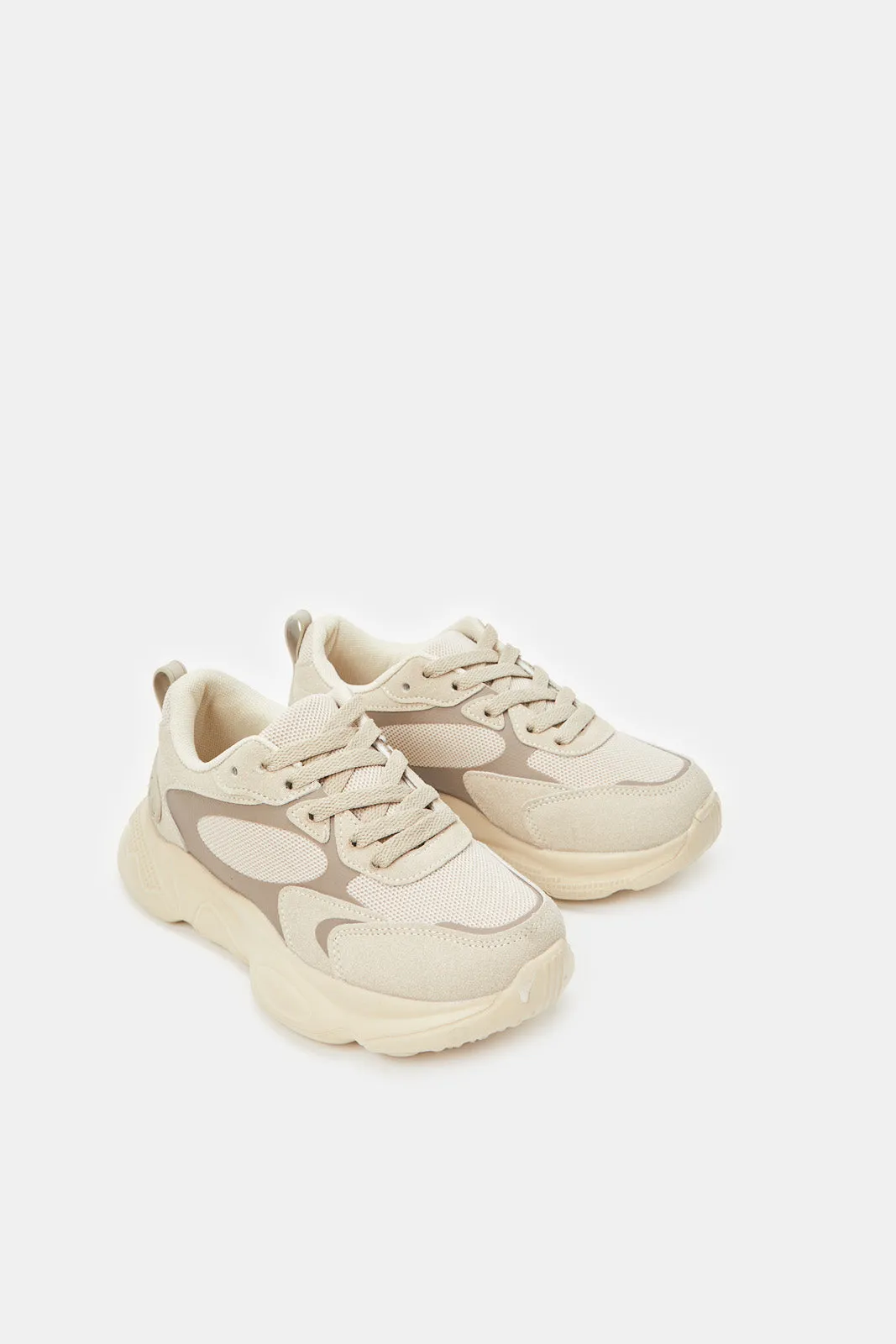 Senior Boys Taupe Material Block Trainer