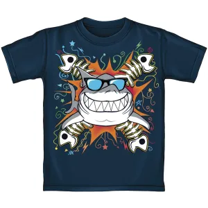 Shark Sunglasses (Glow in The Dark) Youth Tee Shirt (Large 10-12