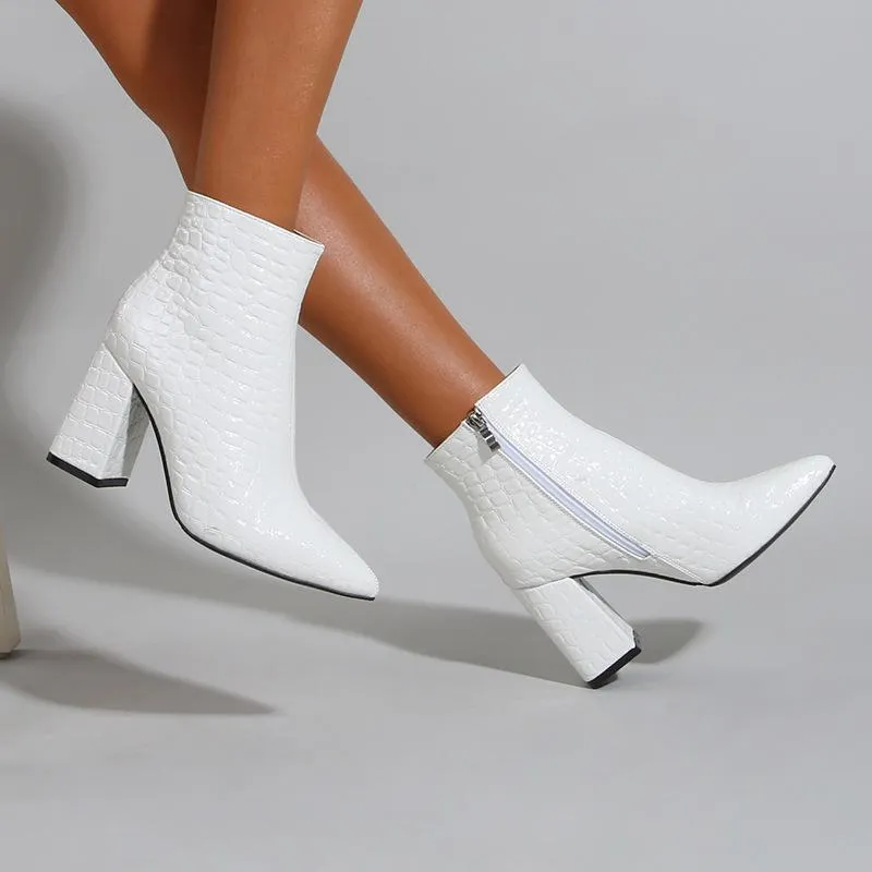 Side Zipper Chunky Heeled Booties