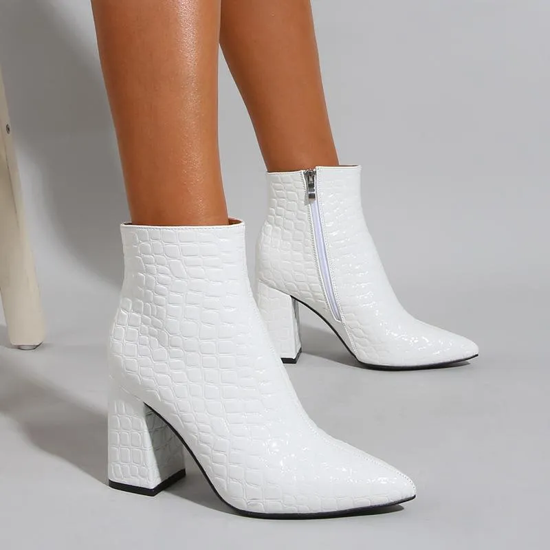 Side Zipper Chunky Heeled Booties