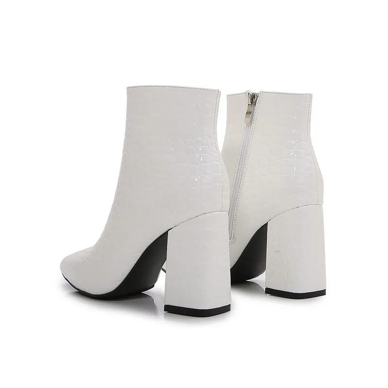 Side Zipper Chunky Heeled Booties