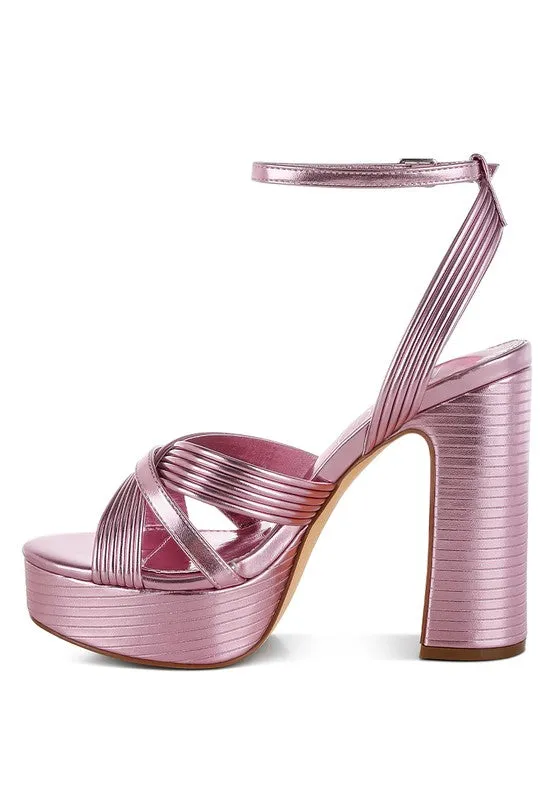 Socialite Metallic Ankle Strap Heel Sandals