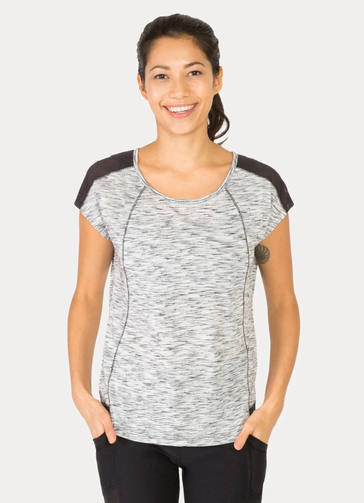 Stratus Open Scoopneck Mesh Insert Tee