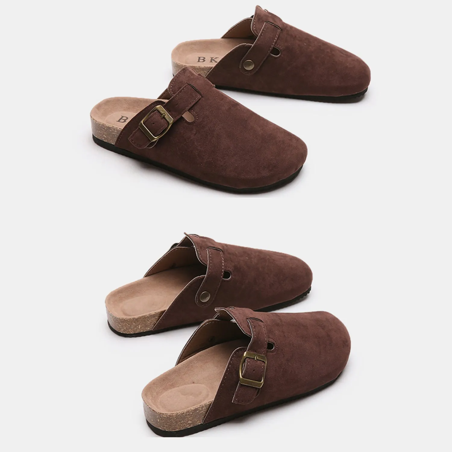 Suede Closed Toe Buckle Slide