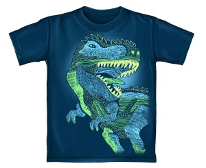 T-Rex Glow in The Dark Navy Adult Tee Shirt (Adult Small