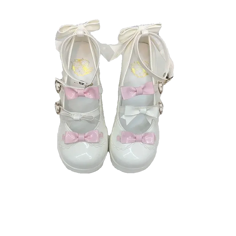 TAVIMART  -  Lolita Thick Heel Original Cute And Sweet Japanese Bow Single Shoes For Women Kawaii Loli Tea Party High Heels