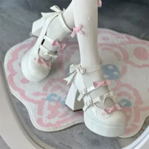 TAVIMART  -  Lolita Thick Heel Original Cute And Sweet Japanese Bow Single Shoes For Women Kawaii Loli Tea Party High Heels