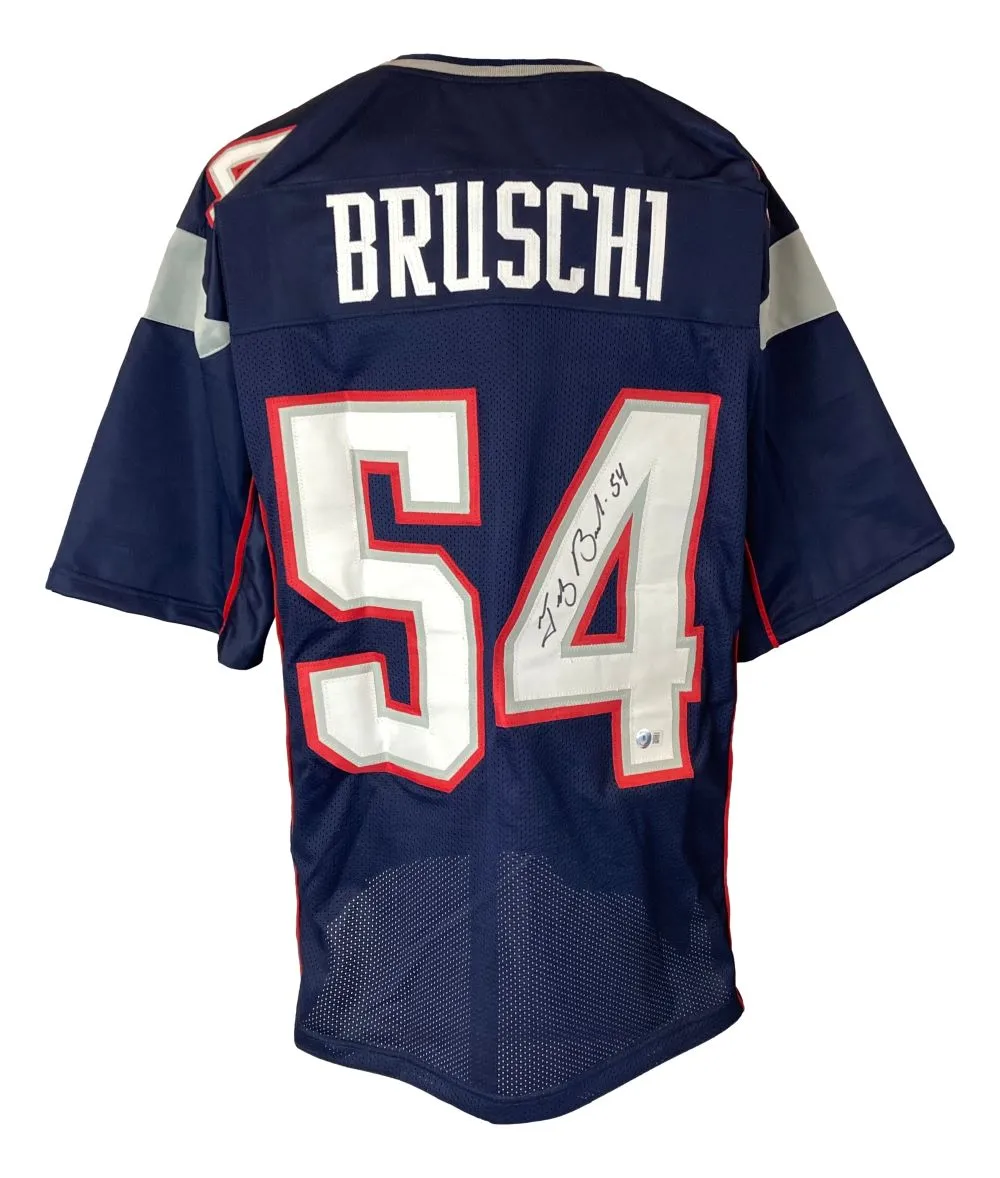 Tedy Bruschi New England Signed Navy Blue Football Jersey BAS