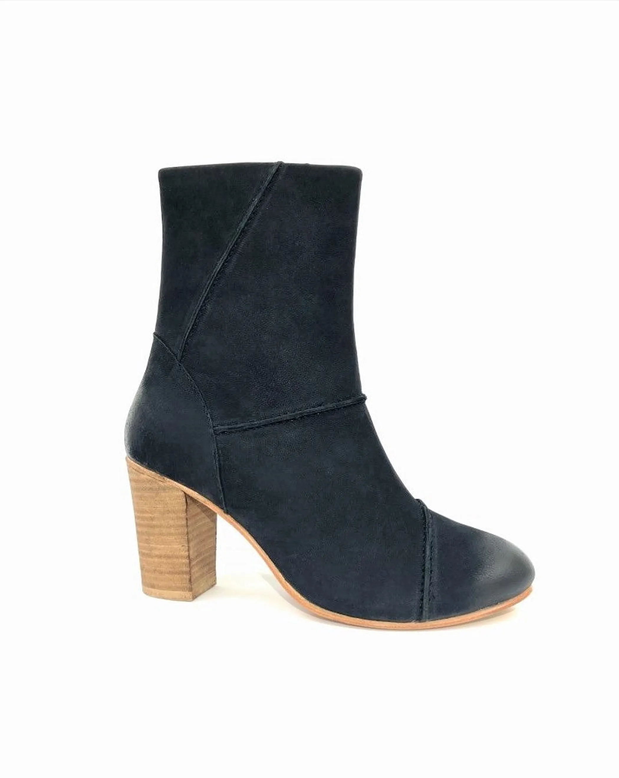 Tess Black Stacked Heel Boot