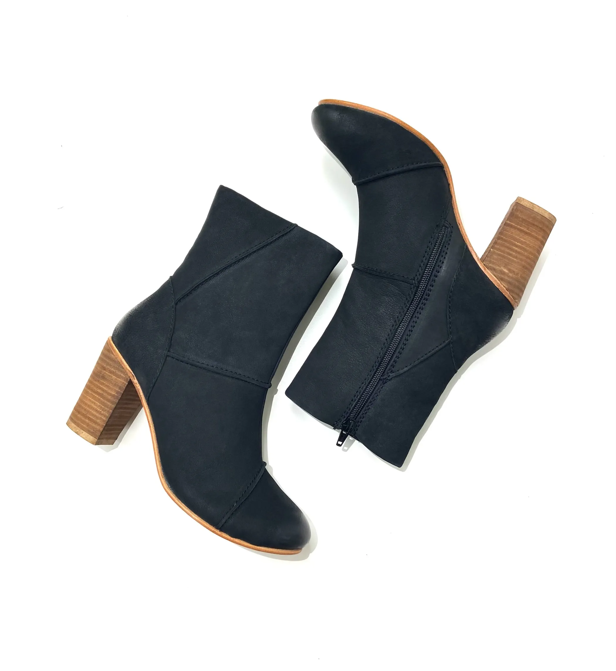 Tess Black Stacked Heel Boot