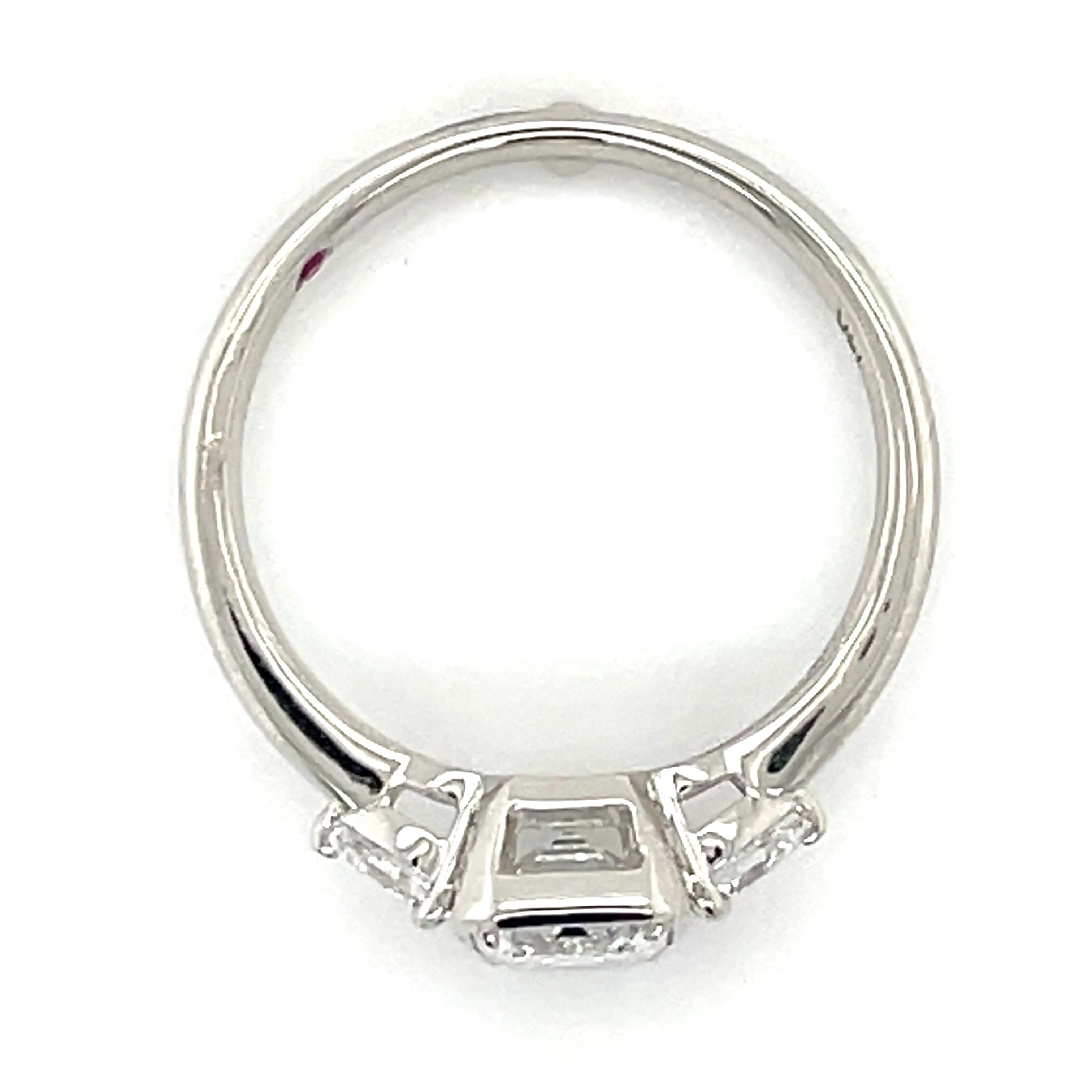 Thea - 14ct White Gold 1.39ct Laboratory Grown Emerald Cut Diamond And Pear Side Stone Diamond Engagement Ring