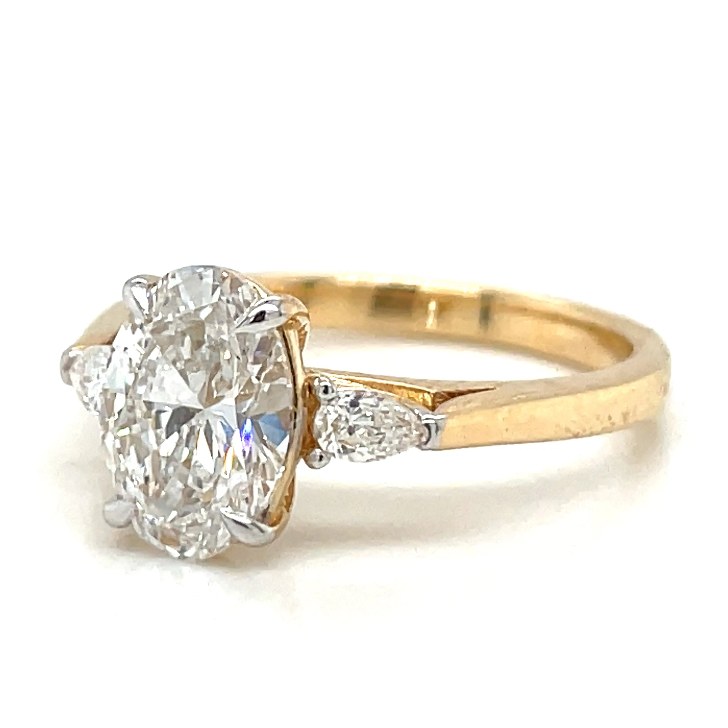 Tilly - 14ct Yellow Gold 1.68ct Laboratory Oval Three Stone Diamond Engagement Ring