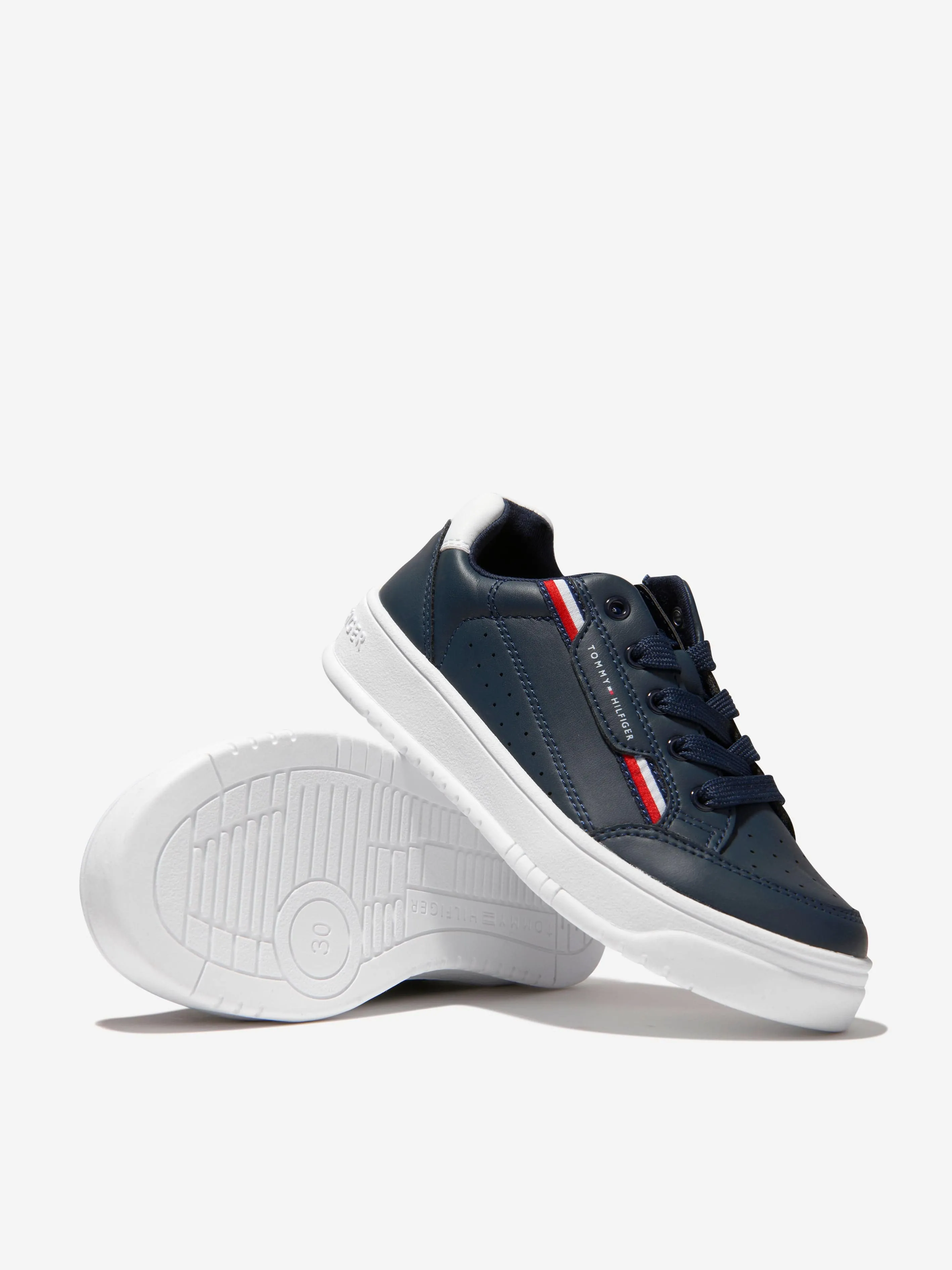 Tommy Hilfiger Boys Faux Leather Lace Up Trainers