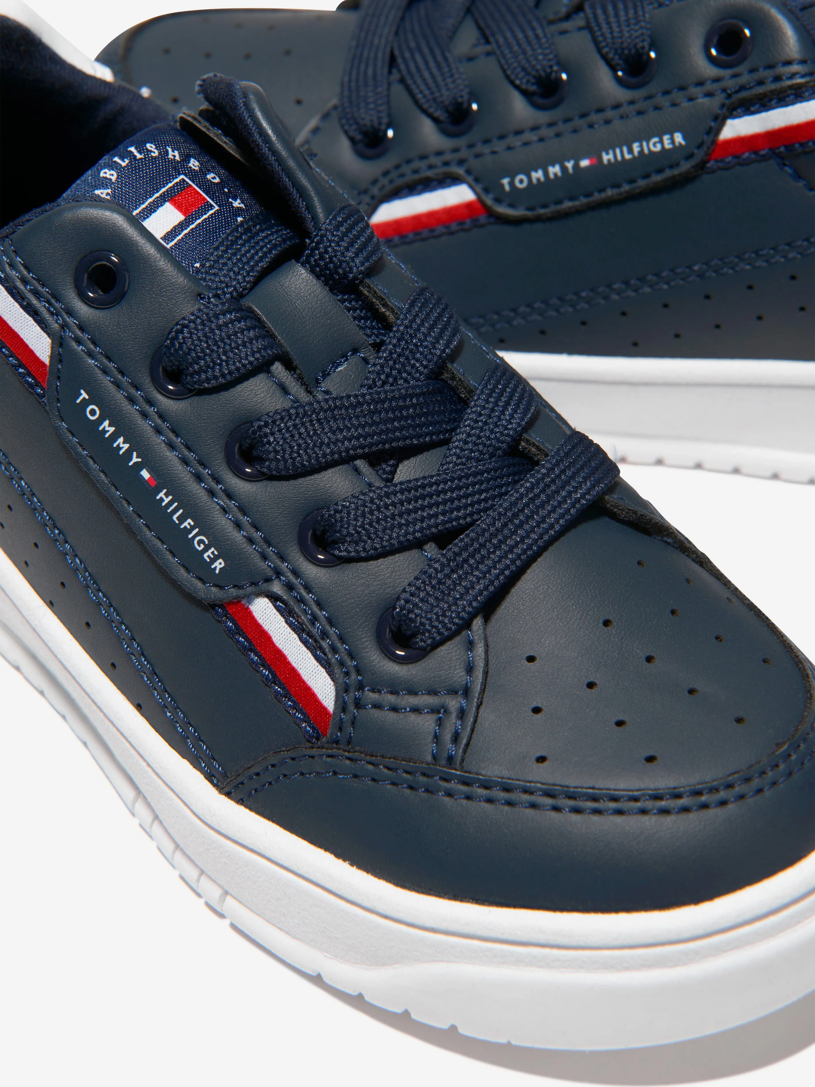 Tommy Hilfiger Boys Faux Leather Lace Up Trainers