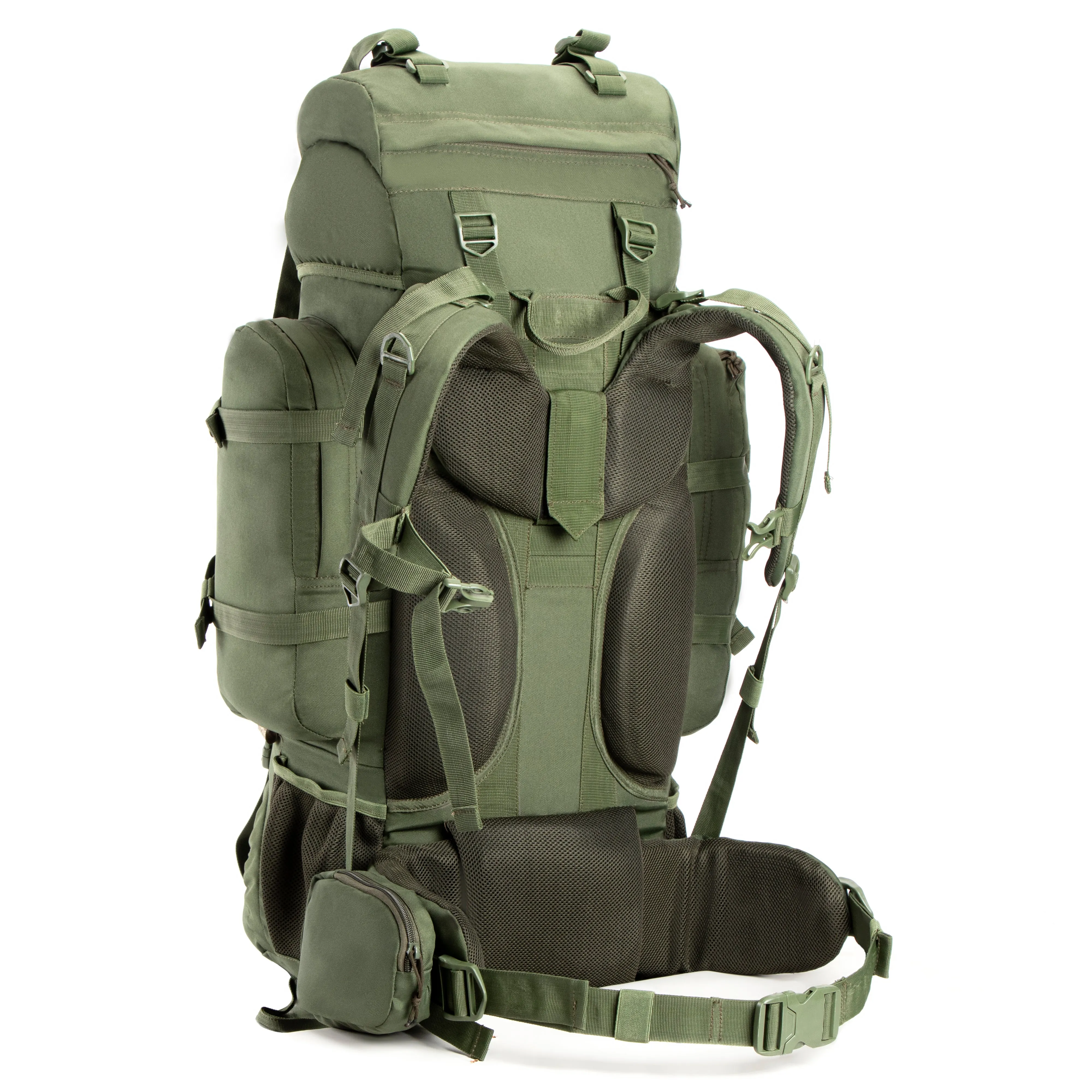 Tripole Colonel Metal Frame Rucksack with Detachable Bag & Rain Cover for Trekking & Travelling | Men & Women | 3 Year Warranty | Army Green | 80 Litre