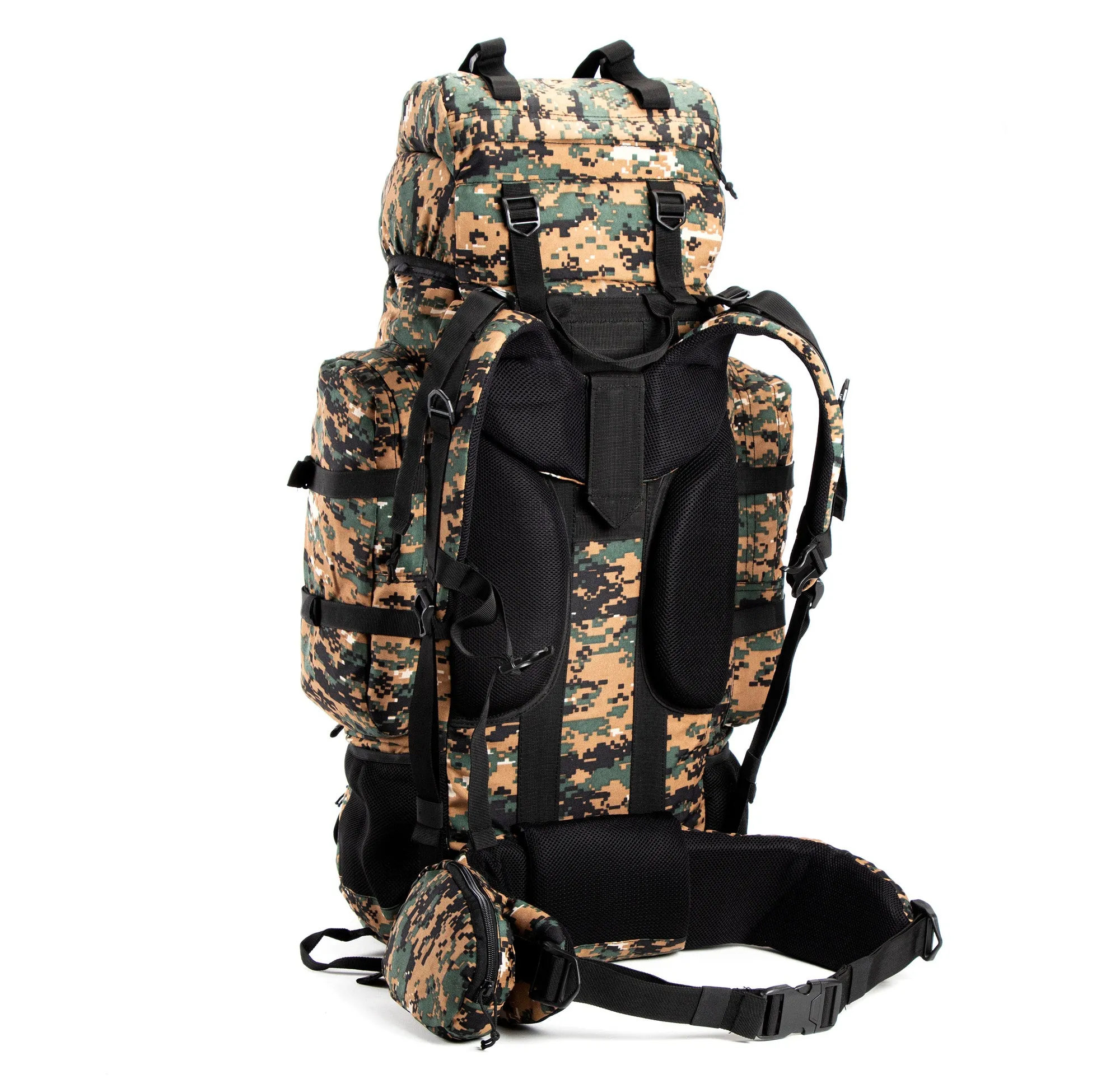 Tripole Colonel Metal Frame Rucksack with Detachable Bag & Rain Cover for Trekking & Travelling | Men & Women | 3 Year Warranty | Digital Camouflage | 85 Litre