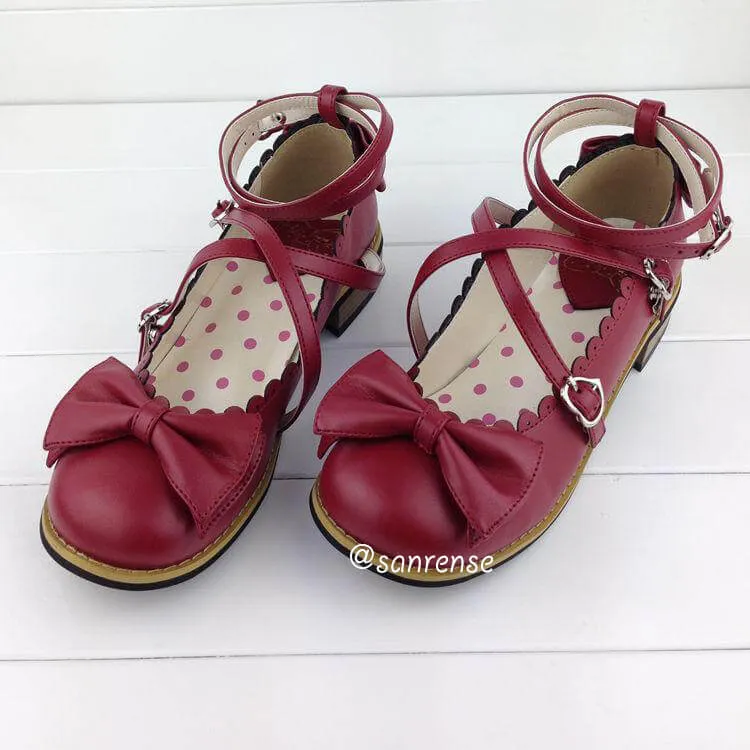 Uniwim Lolita With Cross Straps Bow Shoes SE21042