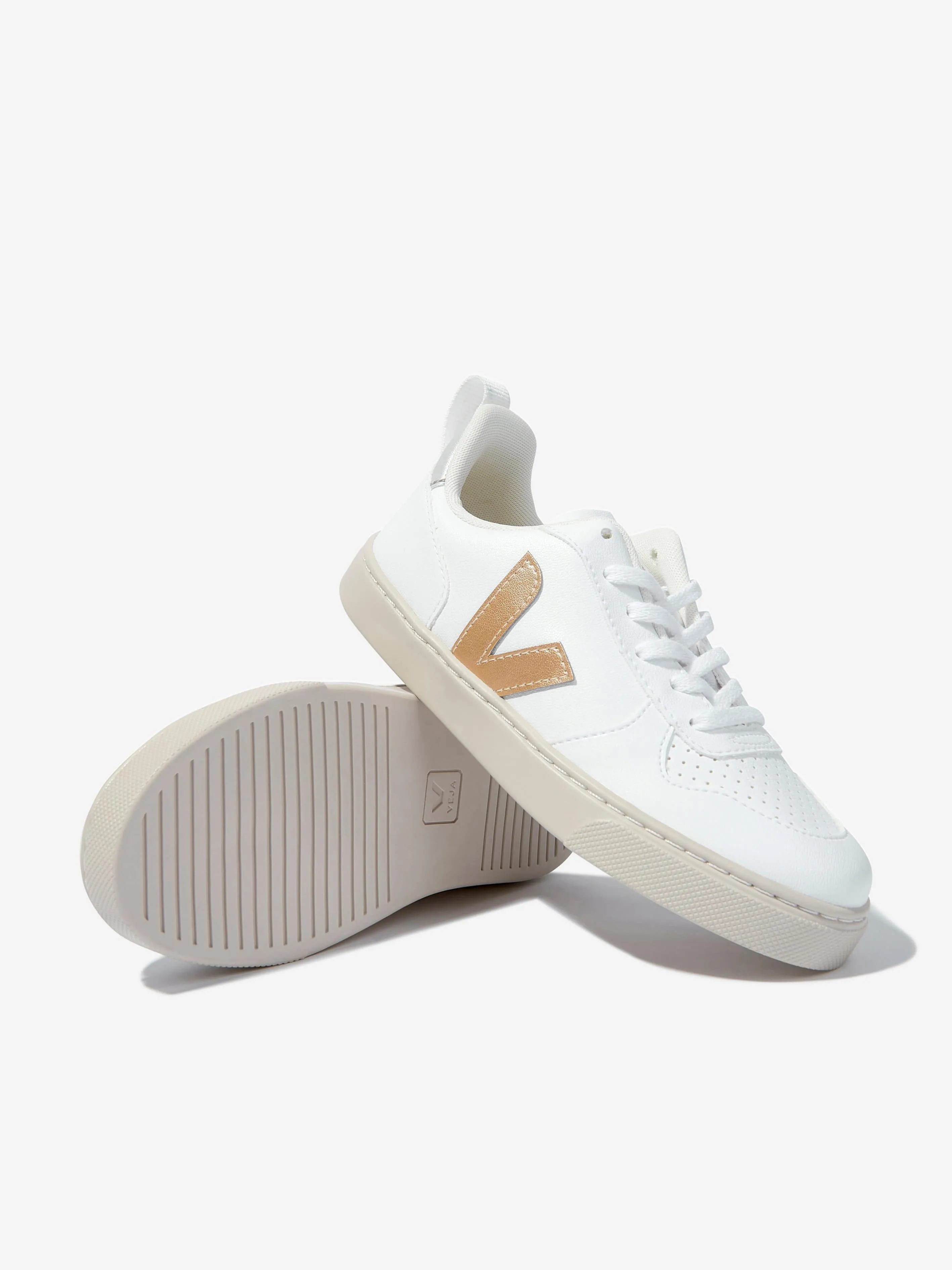 Veja Kids V-10 Laces Trainers in White