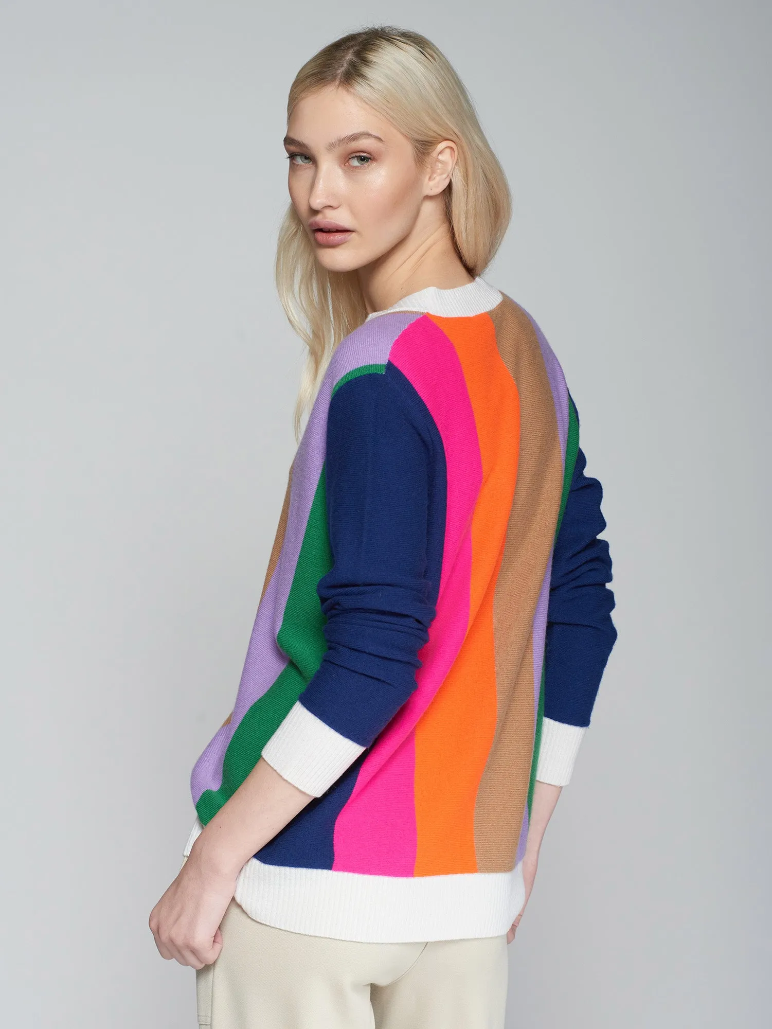 Vilagallo Alina Multi-colour Striped Knit Cardigan