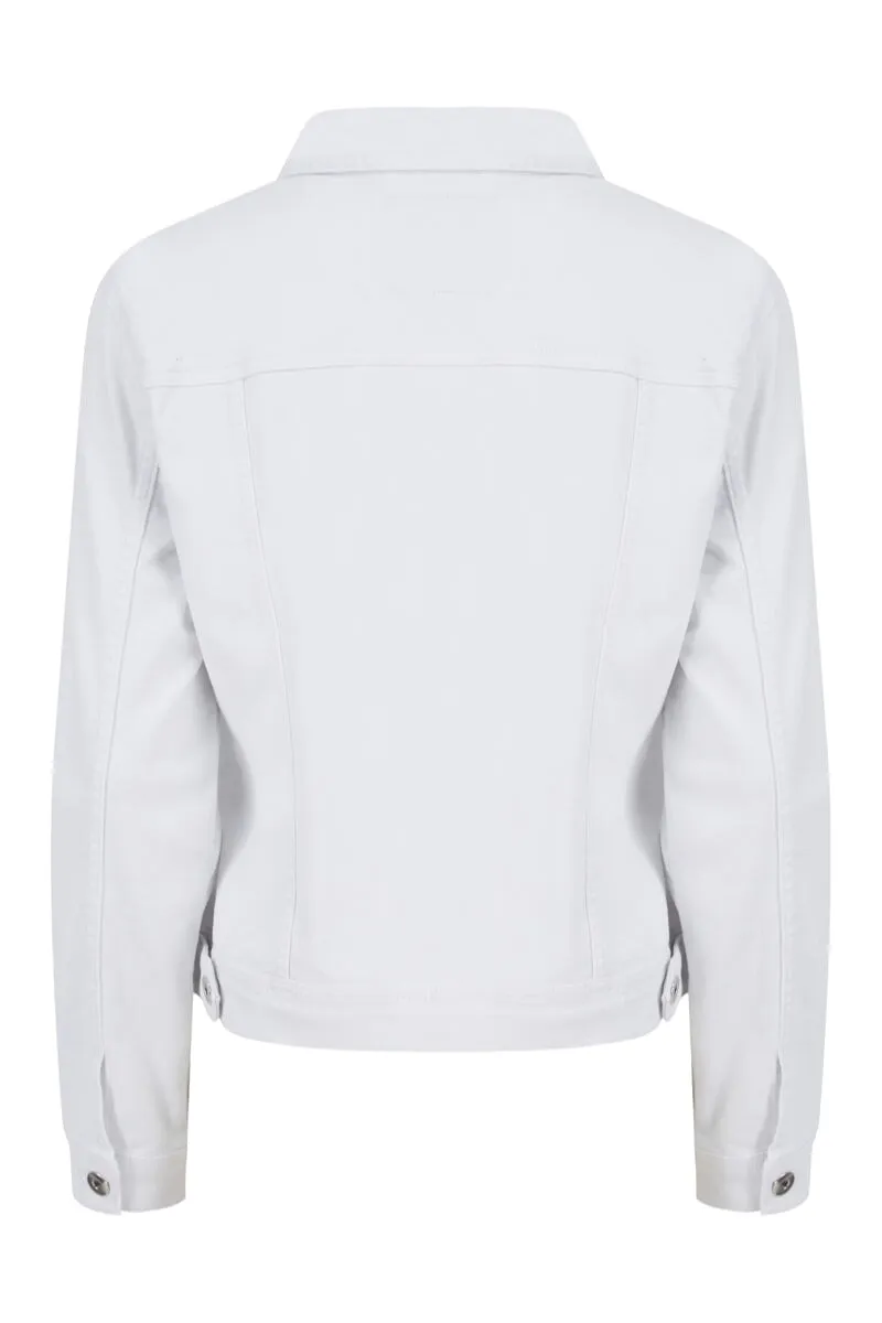 WHITE COTTON STRETCH DENIM JACKET