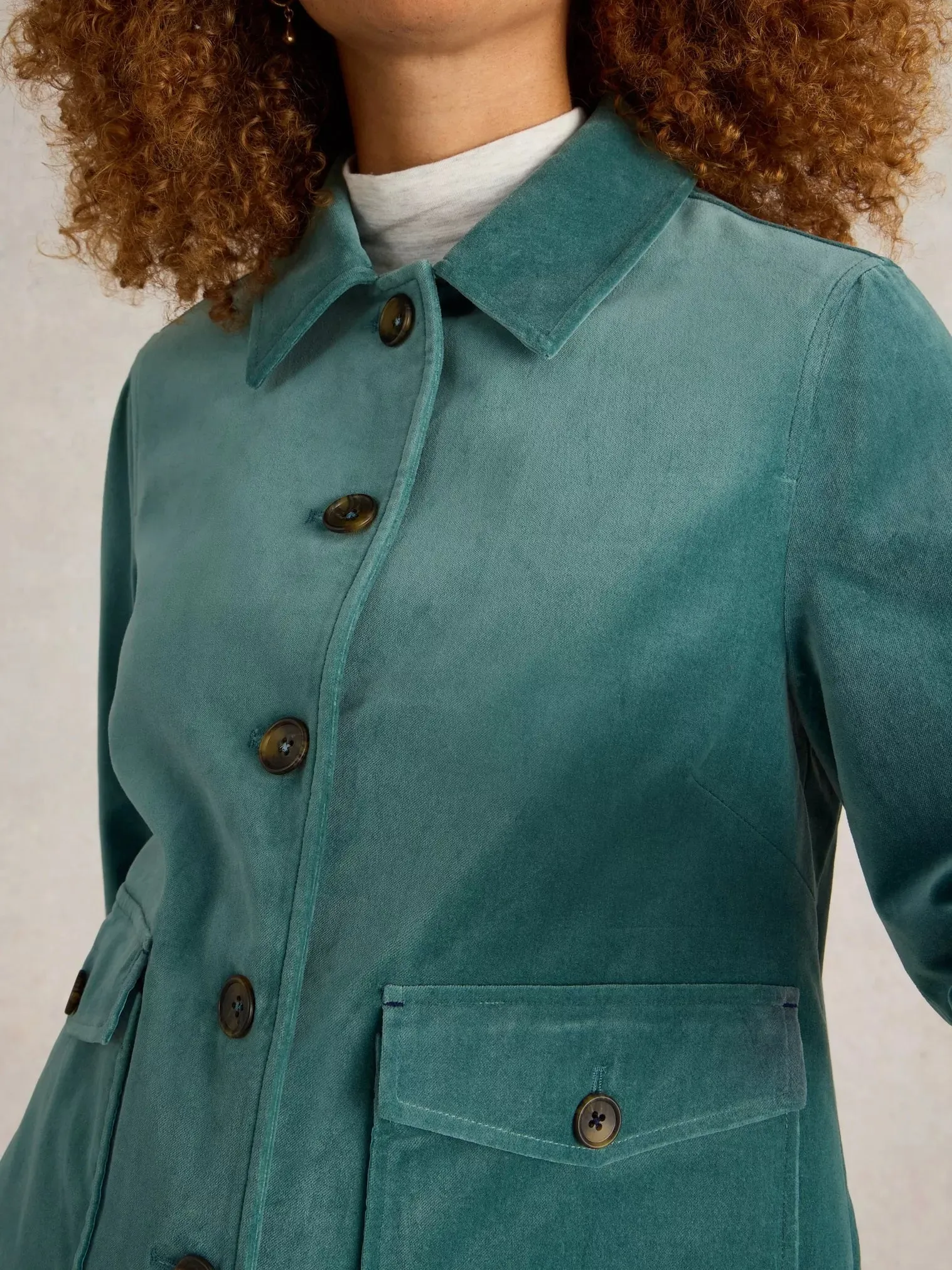 White Stuff Amelia Velvet Jacket Dus Green