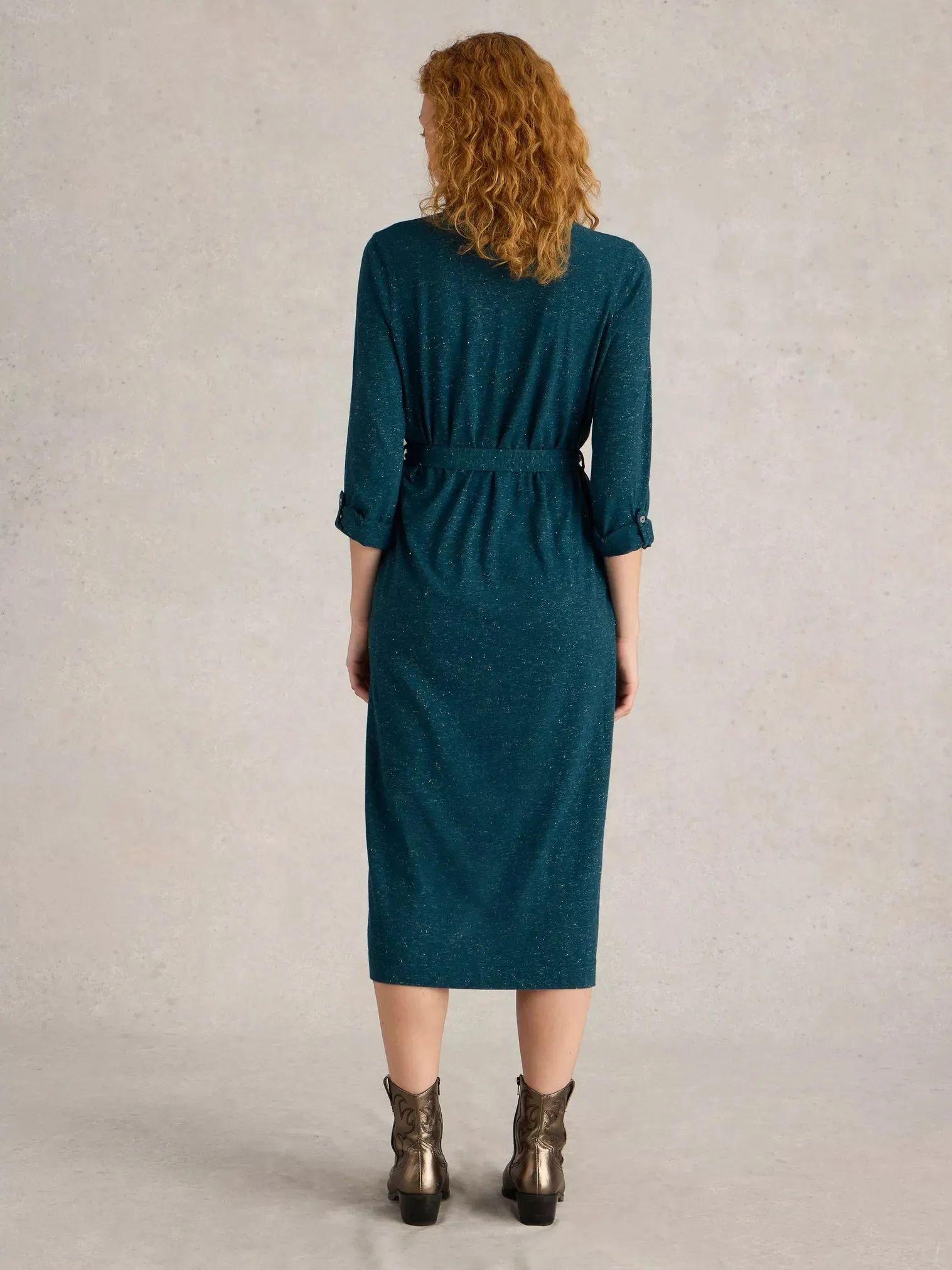 White Stuff Annie Sparkle Jersey Dress Teal MLT