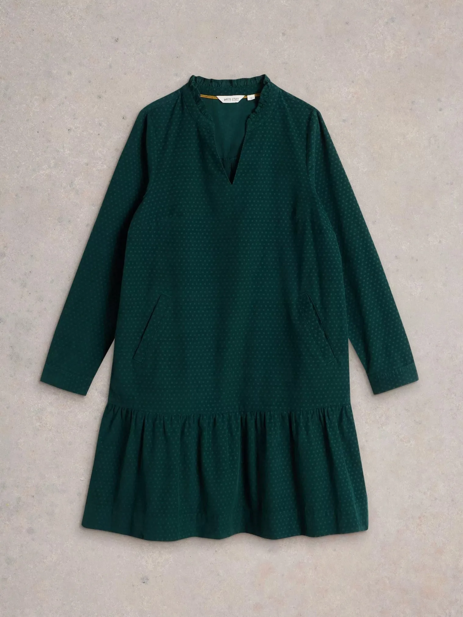 White Stuff Daria Cord Dress Dark Green