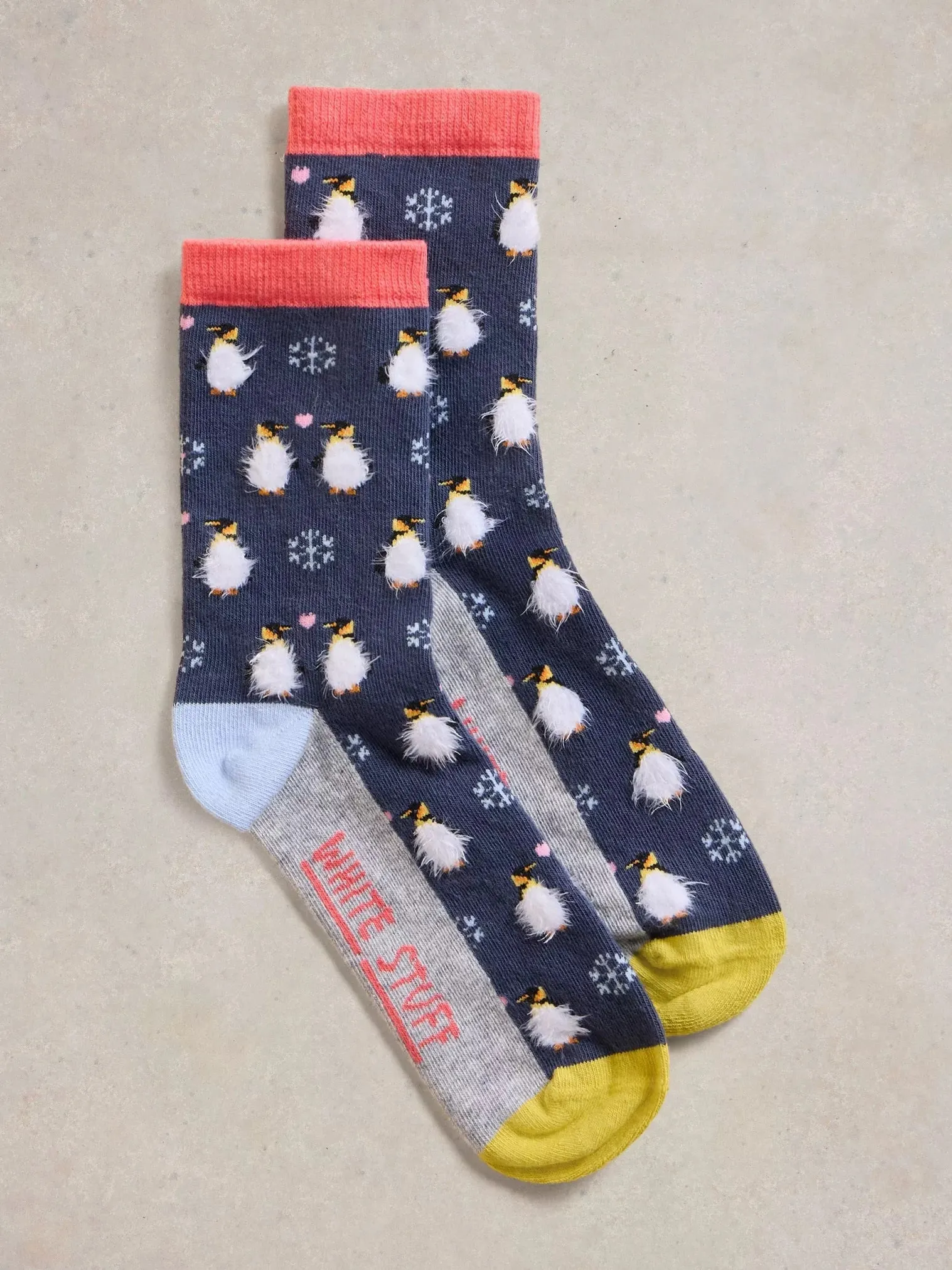 White Stuff Fluffy Penguin Ankle Sock Navy MLT