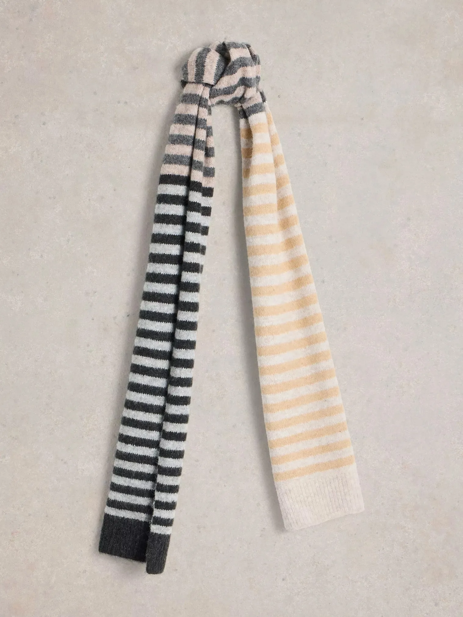 White Stuff Stripe Knitted Scarf Nat MLT