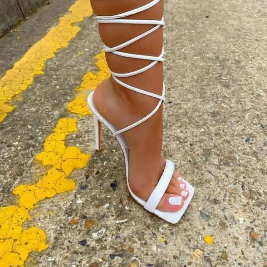 Woman Ankle Strap Sandals Cross-Tied High Heels*