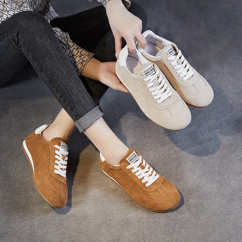 Women Minimalism Suede Retro Training Casual Shoes