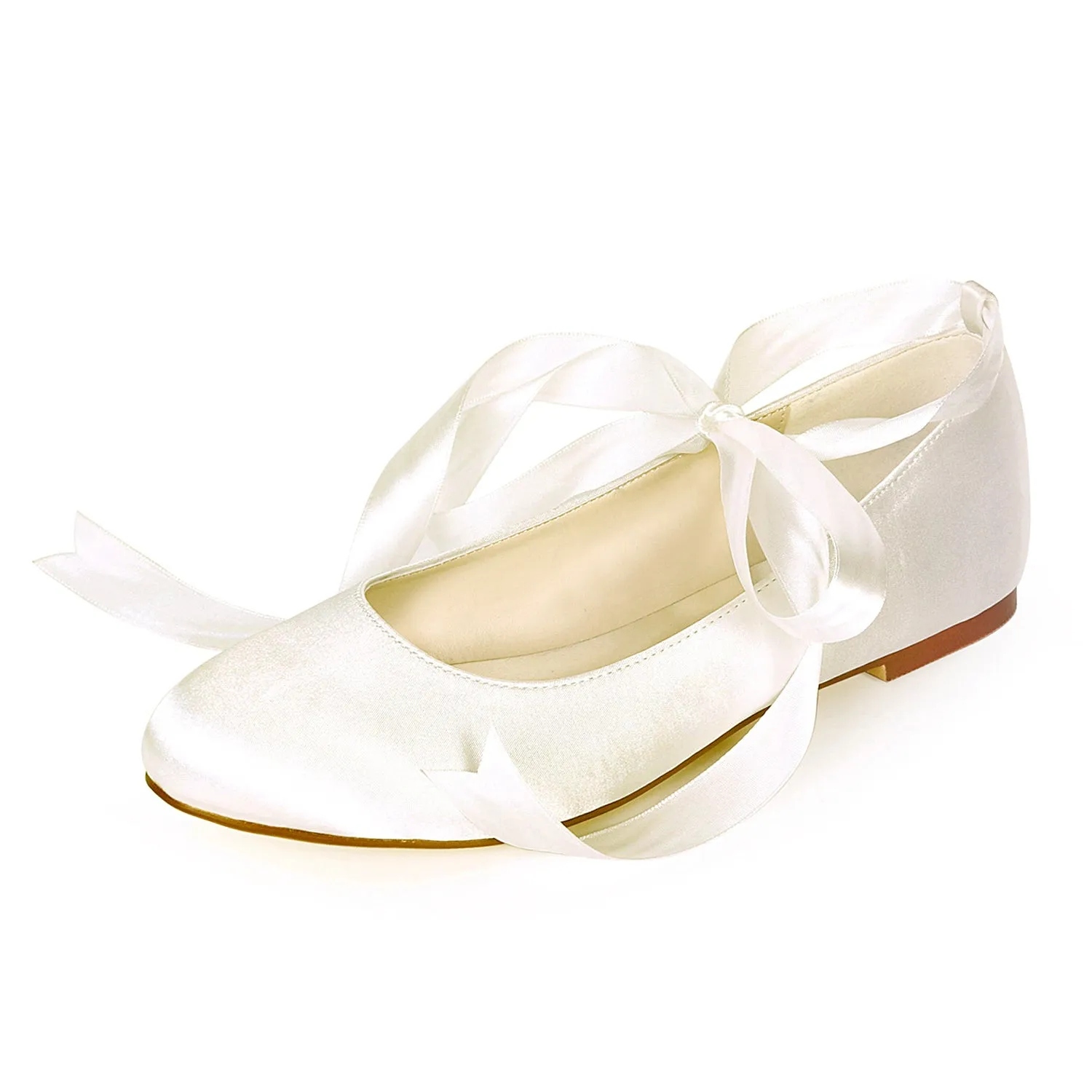 Women's Satin Flat Heel Flats With Lace-up Wedding Shoes Bridal Shoes