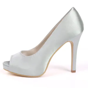 Women's Satin Stiletto Heel Peep Toe With Others Wedding Shoes Bridal Shoes