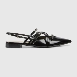 Women's strappy leather ballet flat