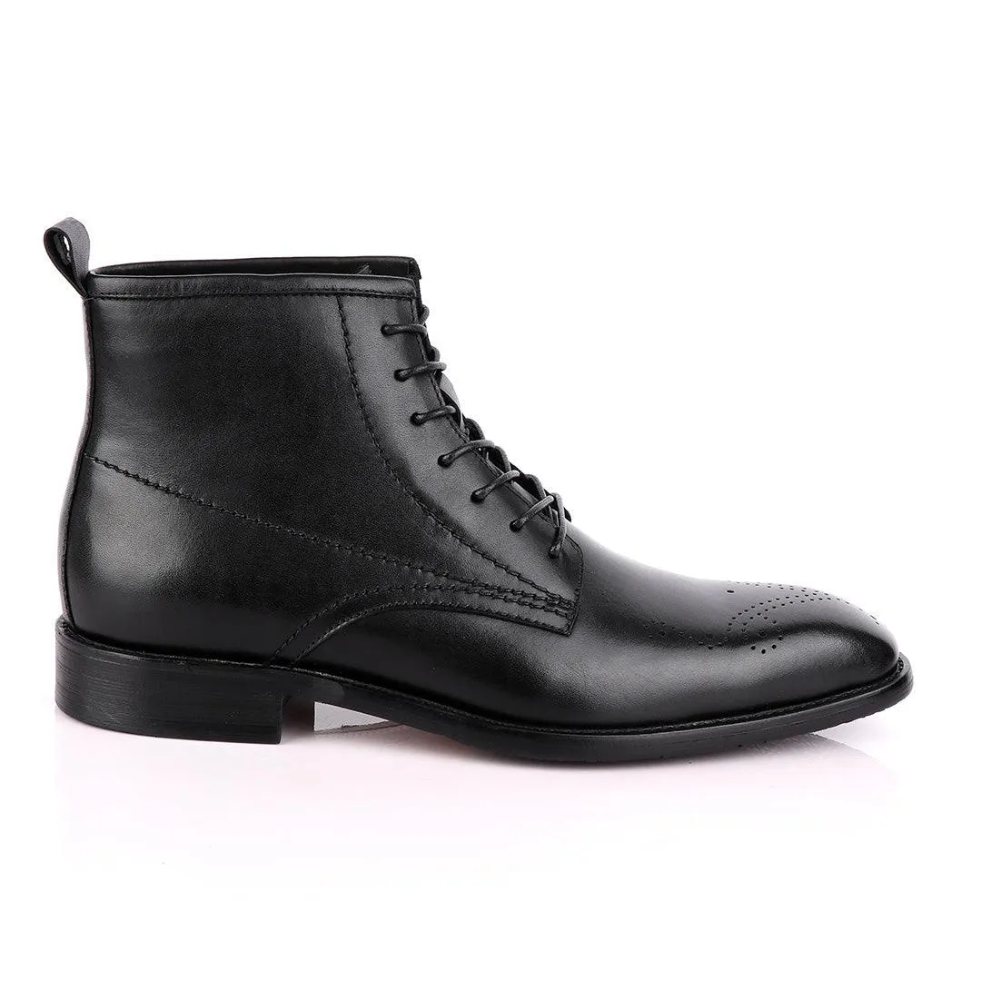 Zara High tops Brogues Lace-up Leather Chelsea Black Boot