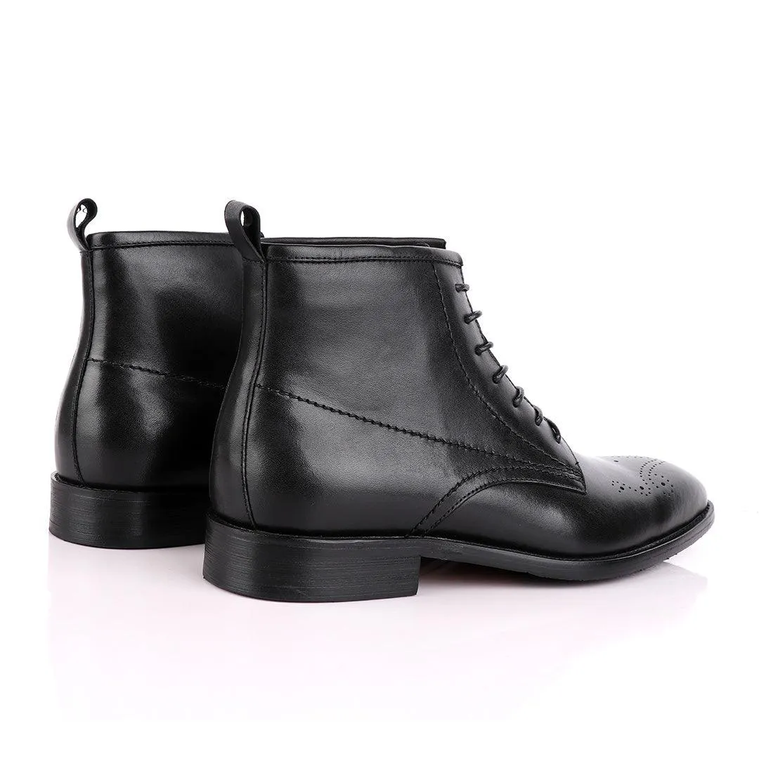 Zara High tops Brogues Lace-up Leather Chelsea Black Boot